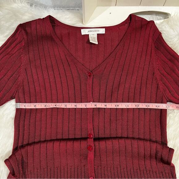 NEW Jones & Co. Rayon Classic Longline V Neck Button Front Semi Sheer Sweater S - Picture 11 of 15